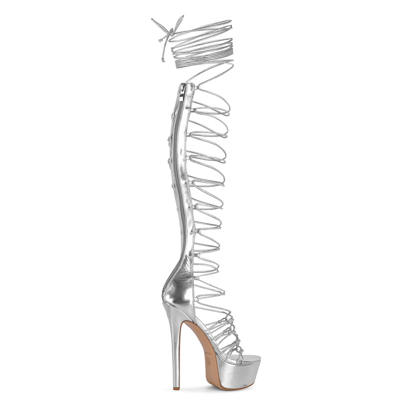 Onlymaker, серебристые босонож – обзор и цена Sandal Strappy Heeled